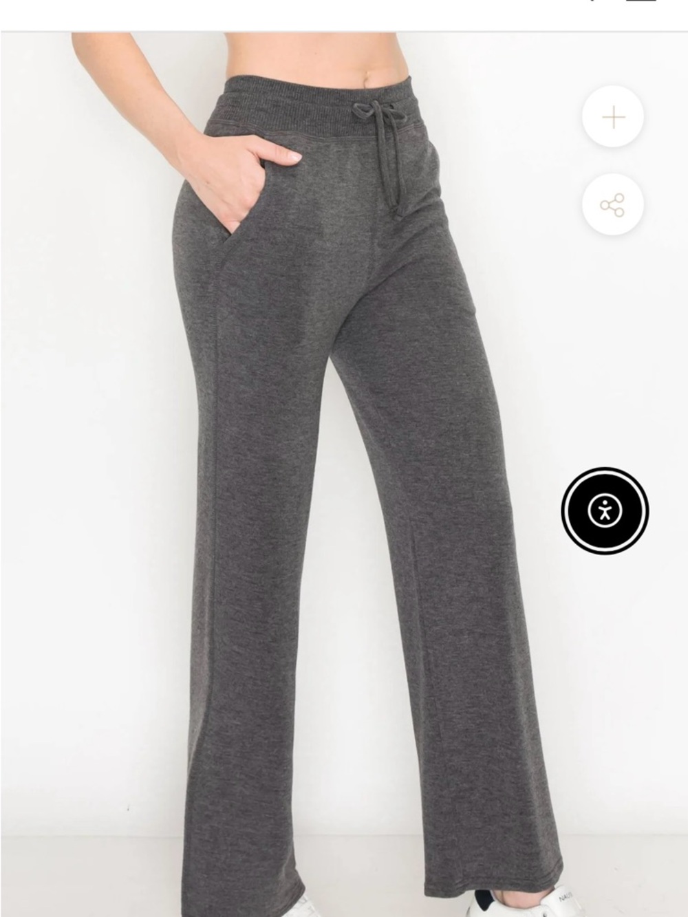 Always Charcoal Gray Wide-Leg Knit Pants - Picture 2 of 9